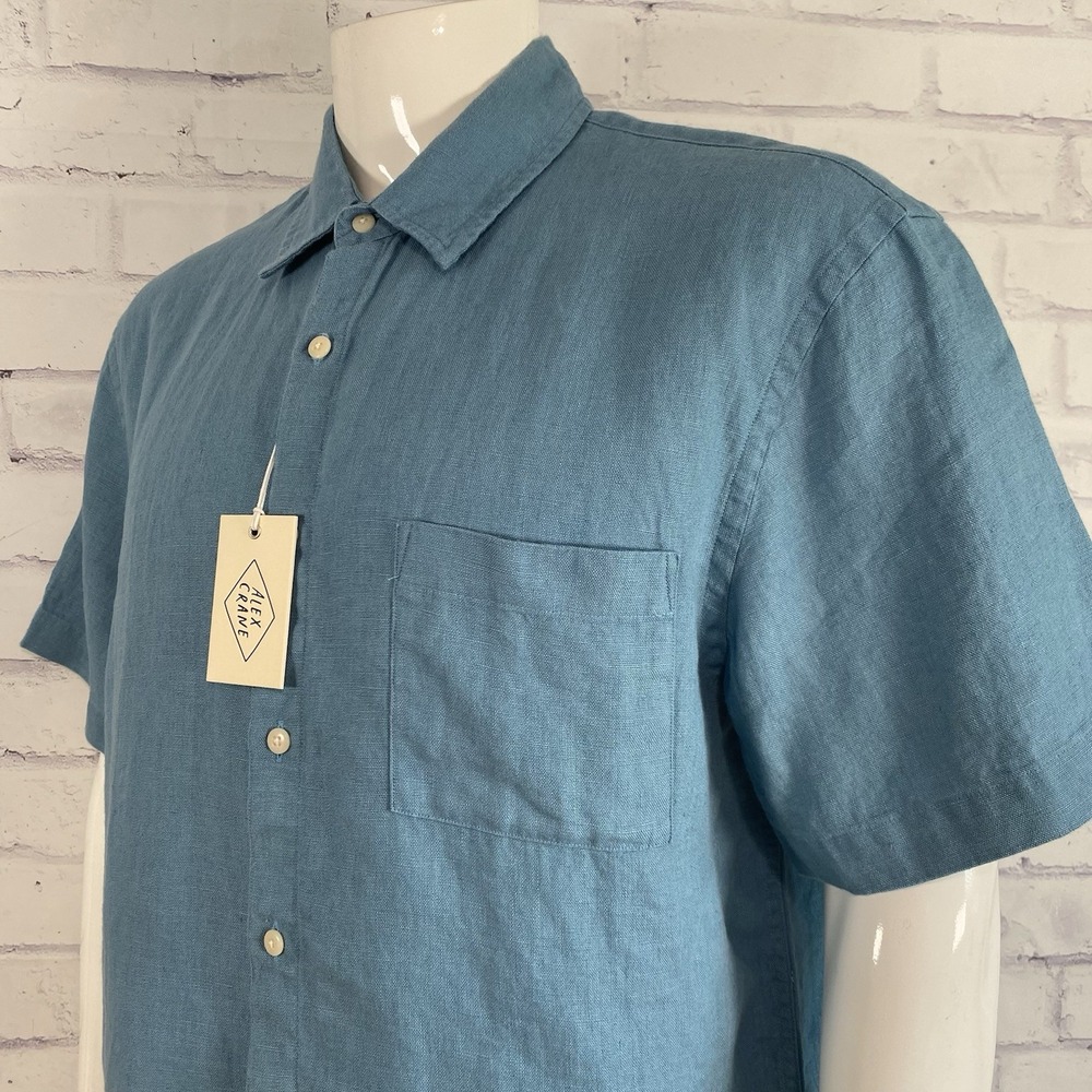 Alex Crane Shirt Men's XL Extra Large Short Sleeve Button Up 100% Linen NWT